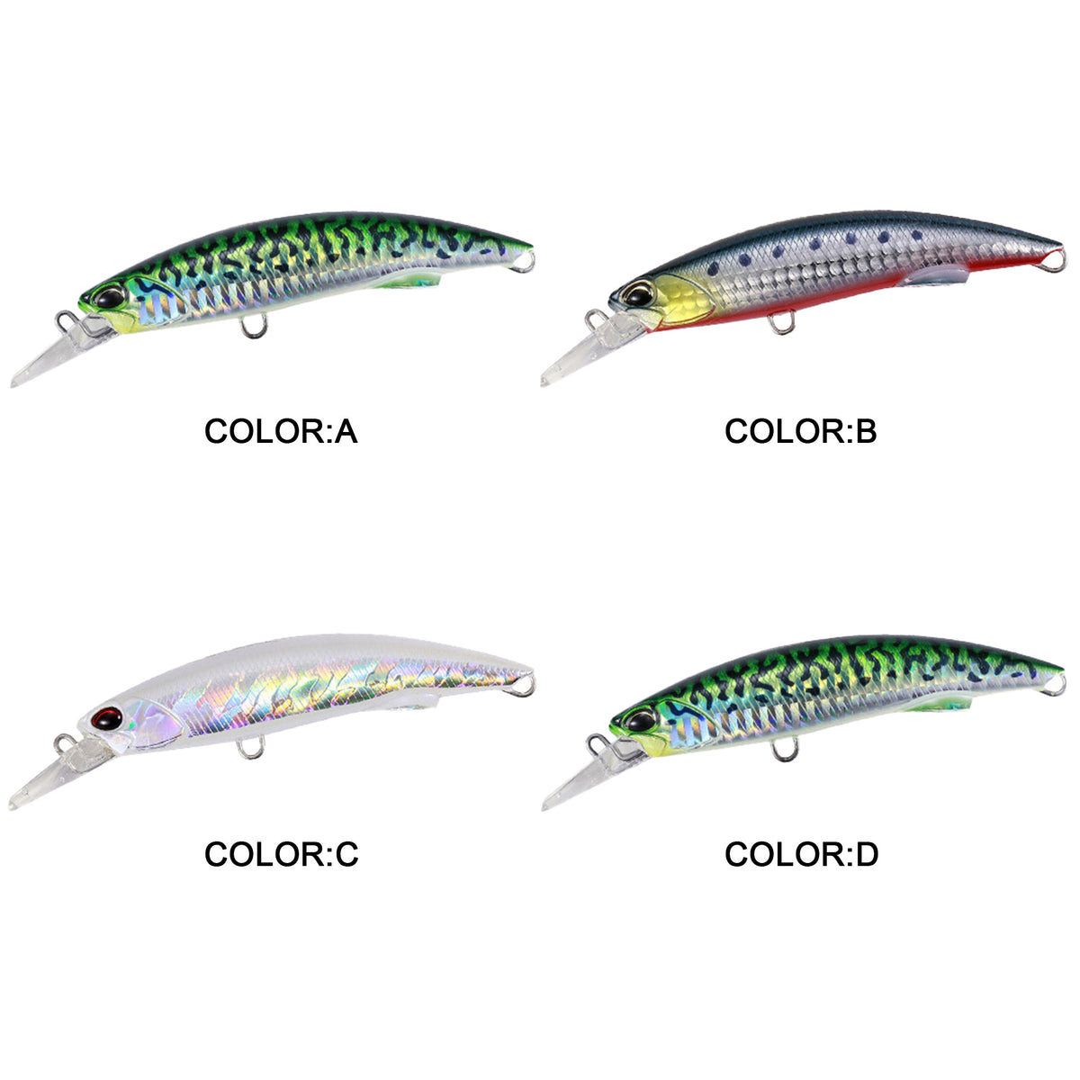 4pc 3.62in 1.41oz / 92mm 40g Sinking Minnow Hard Lure, Bionic Artificial Bait for Saltwater & Freshwater Predatory Fishing