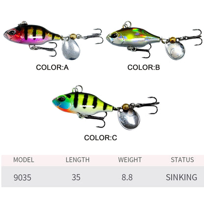 3pc 1.38in 0.31oz / 35mm 8.8g Sinking VIB Lure With Metal Blade, Artificial Hard Bait for Topmouth Culter, Bass Freshwater Fishing