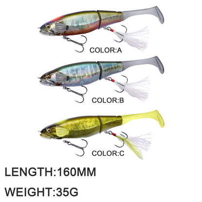 3pc 160mm/35g Floating Single-Joint Minnow Hard Bait with Soft Tail