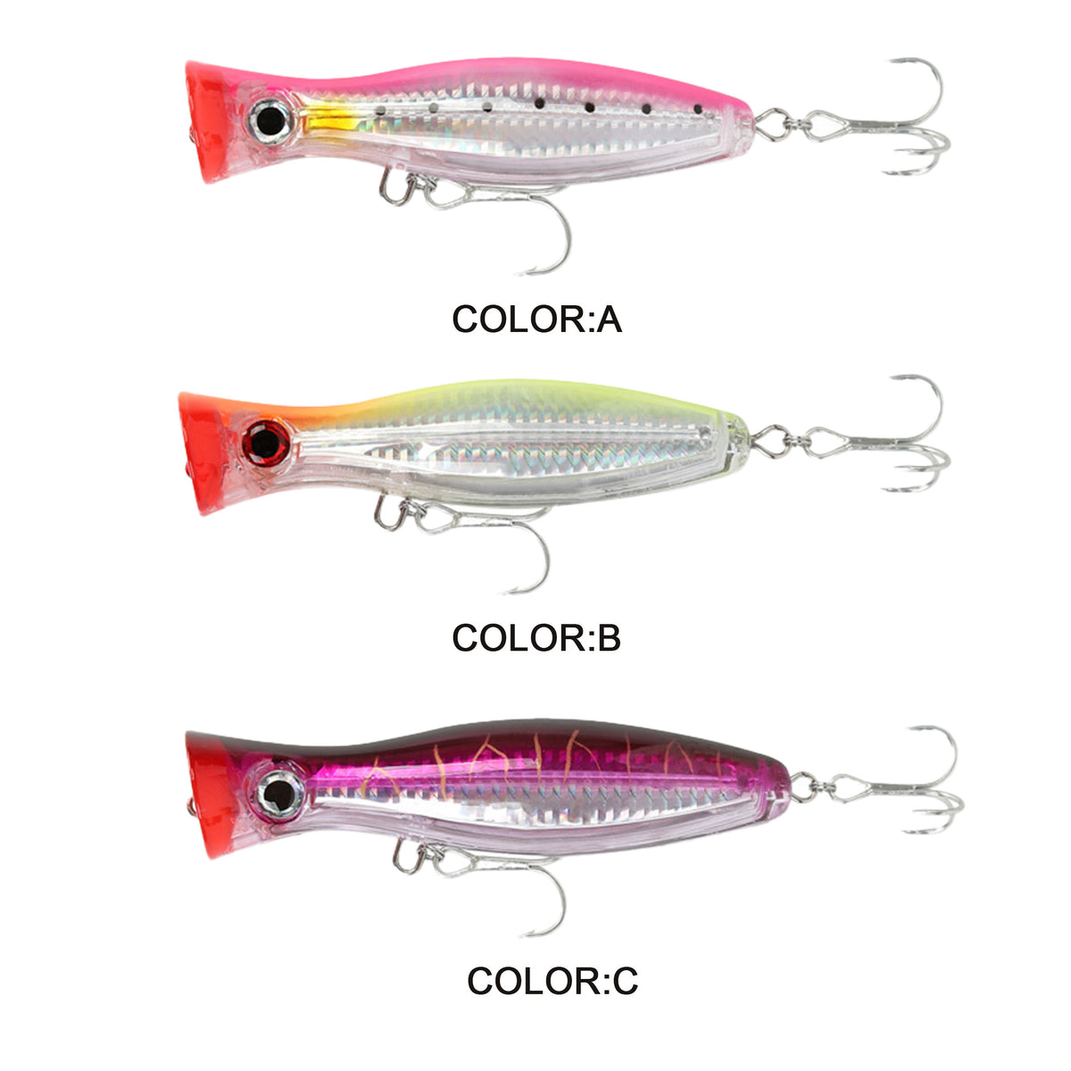 3pc 4.72in 1.52oz/120mm 43g Giant Topwater Popper Lure