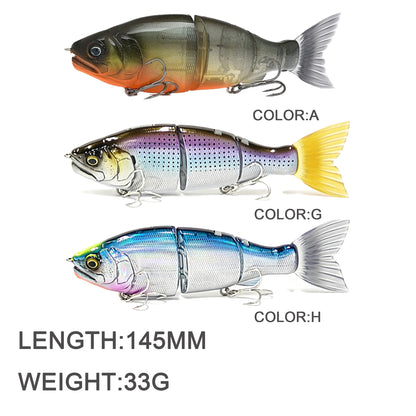 3pc 145mm/33g Slow Sinking Multi-Jointed Glide Bait