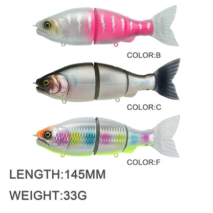 3pc 145mm/33g Slow Sinking Multi-Jointed Glide Bait