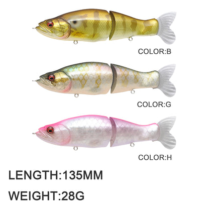 3pc 135mm/28g Slow Sinking Single-Joint Glide Bait