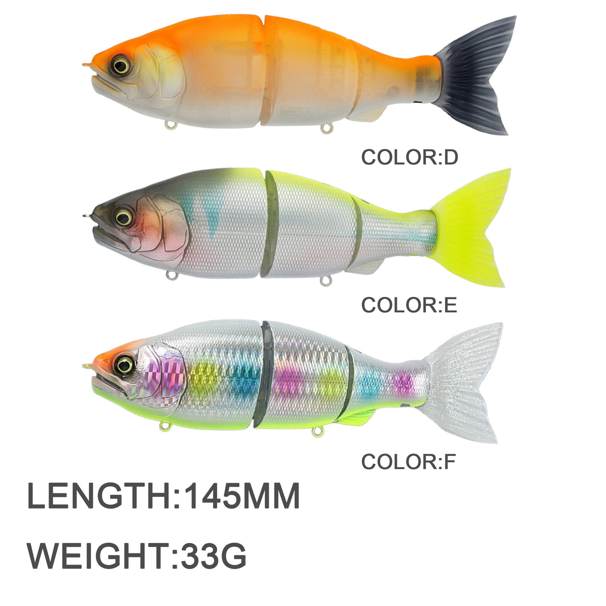 3pc 145mm/33g Slow Sinking Multi-Jointed Glide Bait