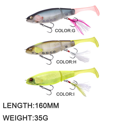 3pc 160mm/35g Floating Single-Joint Minnow Hard Bait with Soft Tail