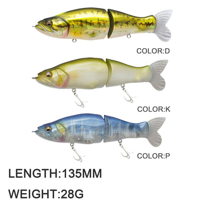 3pc 135mm/28g Slow Sinking Single-Joint Glide Bait