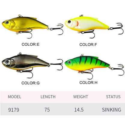 4pc 75mm /14.5g Sinking VIB Hard Fishing Lure, Vibrating Lipless Hard Bait for Culter, Largemouth Bass Freshwater Fishing