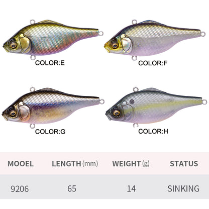 4pc 2.56in 0.49oz / 65mm 14g Long-Range Casting VIB Fishing Lure, Sinking Hard Bait for Walleye & Bass