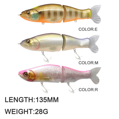 3pc 135mm/28g Slow Sinking Single-Joint Glide Bait