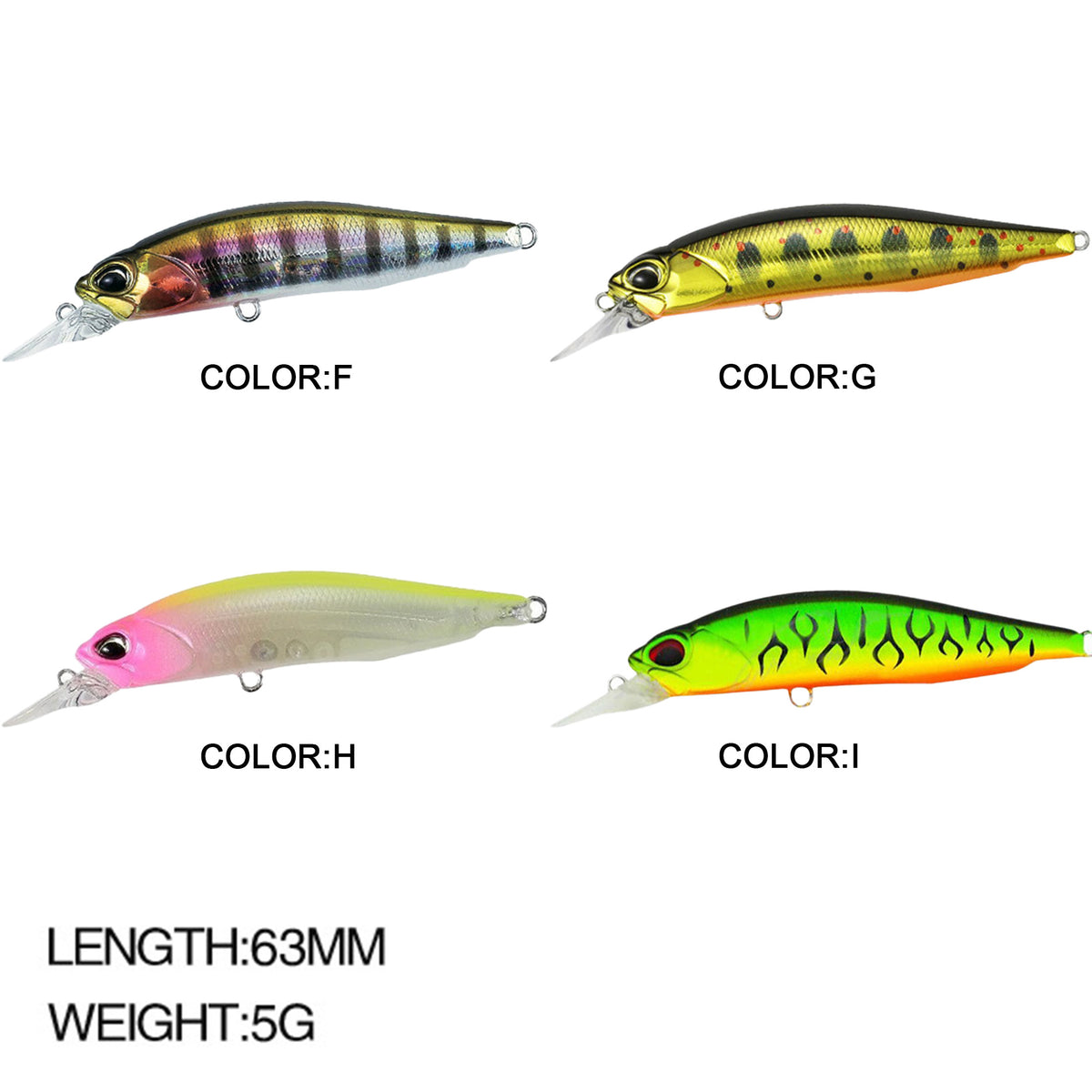 4pc 2.48in 0.18oz / 63mm 5g Suspending Minnow Hard Lure, Bionic Artificial Bait for Topmouth Culter & Bass Freshwater Saltwater Fishing
