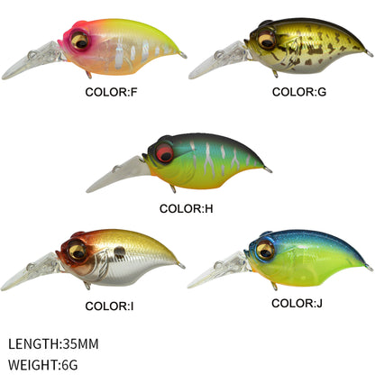 5pc 1.38in 0.21oz / 35mm 6g Noise Crankbait Hard Lure, GRIFFON Little Devil Artificial Bait for Bass Fishing