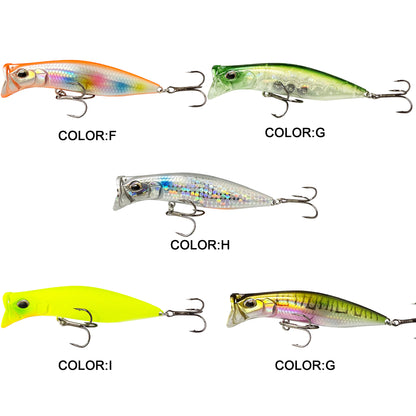5pc 3.15in 0.44oz / 80mm 12.6g Floating Topwater Popper Lure, Hard Bait for Bass & Mandarin Fish