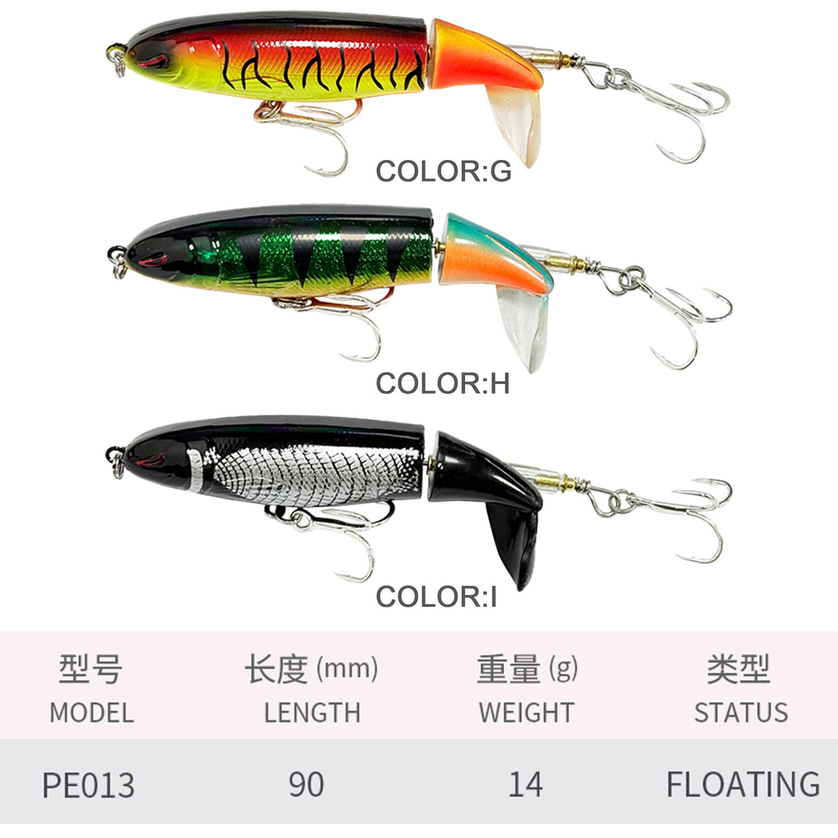3pc 90mm/14g Topwater Whopper Plopper Lure