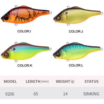4pc 2.56in 0.49oz / 65mm 14g Long-Range Casting VIB Fishing Lure, Sinking Hard Bait for Walleye & Bass