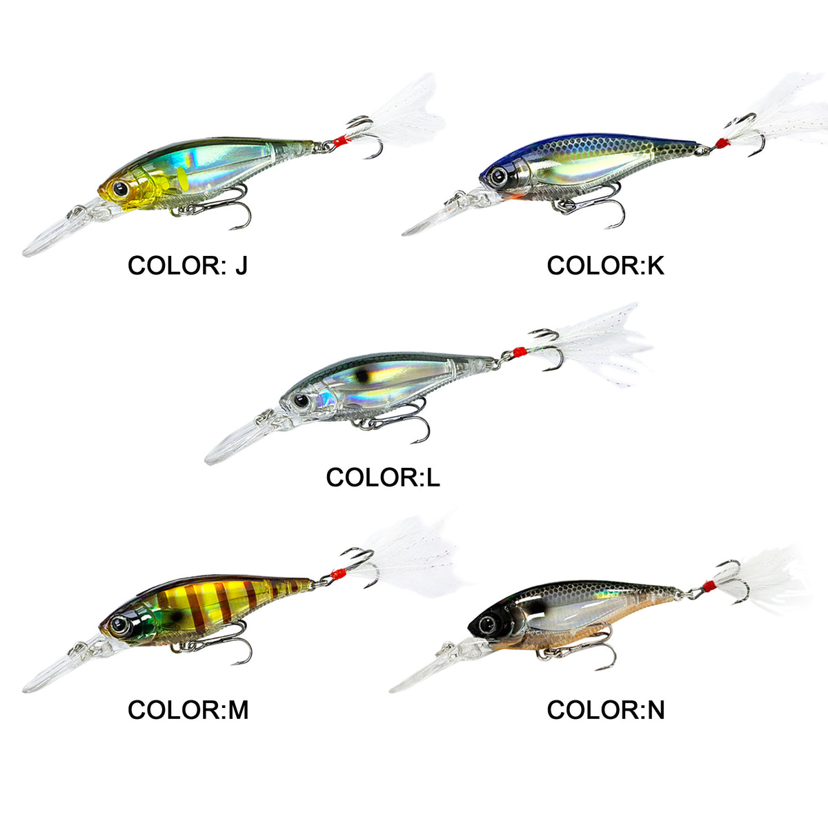 5pc 2.76in 0.36oz / 70mm 10.3g Floating Minnow Hard Lure, Bionic Internal Laser Artificial Bait for Freshwater & Saltwater Fishing