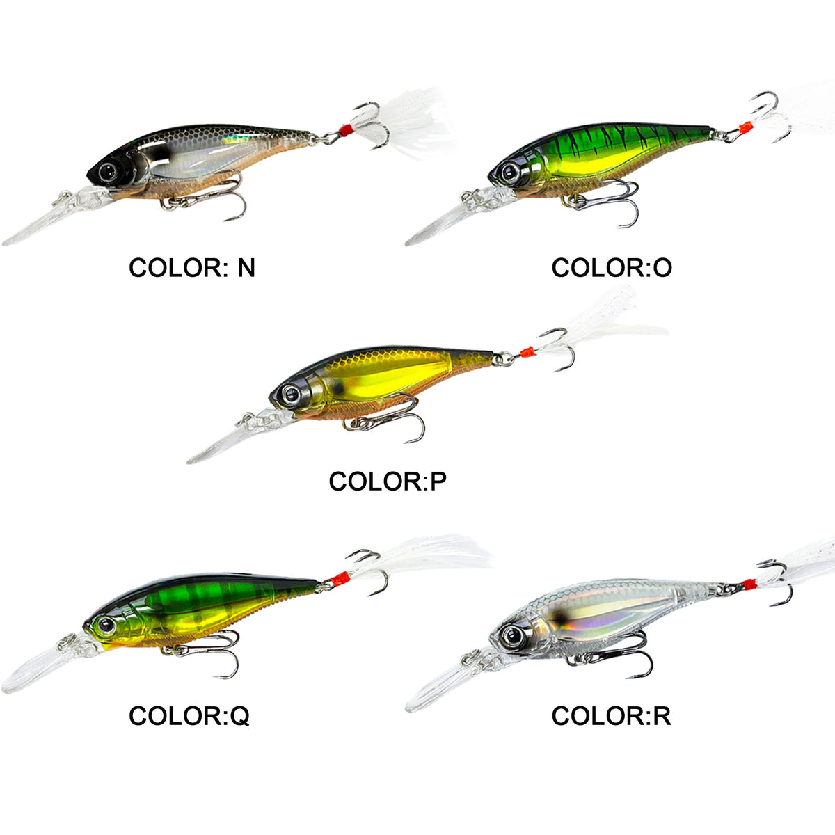5pc 2.76in 0.36oz / 70mm 10.3g Floating Minnow Hard Lure, Bionic Internal Laser Artificial Bait for Freshwater & Saltwater Fishing