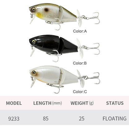 3pc 85mm/25g Topwater Minnow Prop Lure