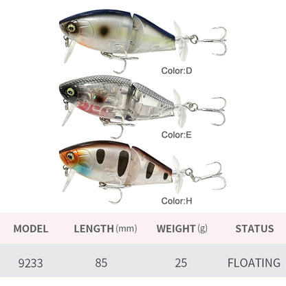 3pc 85mm/25g Topwater Minnow Prop Lure