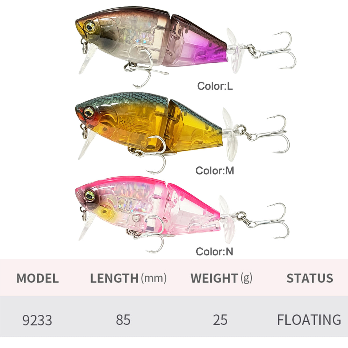 3pc 85mm/25g Topwater Minnow Prop Lure