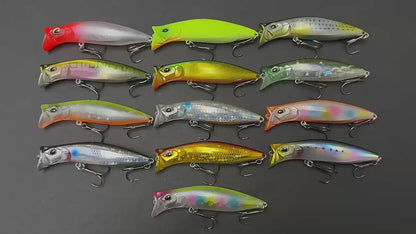 5pc 3.15in 0.44oz / 80mm 12.6g Floating Topwater Popper Lure, Hard Bait for Bass & Mandarin Fish
