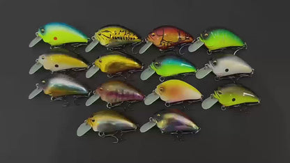 5pc 1.97in 0.34oz  50mm 9.5g Floating Crankbait Hard Lure, Plastic Bait for Bass & Topmouth Culter