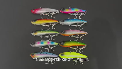 5pc 2.95in 0.99oz / 75mm 28g Sinking Metal VIB Jig Lure, Artificial Hard Bait for Sea Bass & Spanish Mackerel Saltwater Fishing
