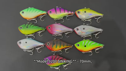 5pc 2.76in 0.85oz / 70mm 24g Plastic Sinking VIB Lure, Long Cast Japanese Style Hard Bait for Bass Freshwater Fishing