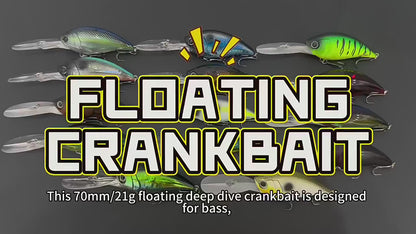 5pc 2.76in 0.74oz / 70mm 21g Floating Crankbait Hard Lure, Plastic Artificial Bionic Bait for Freshwater Fishing