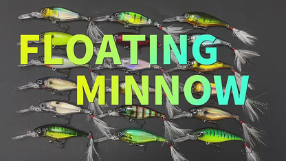 5pc 2.76in 0.36oz / 70mm 10.3g Floating Minnow Hard Lure, Bionic Internal Laser Artificial Bait for Freshwater & Saltwater Fishing