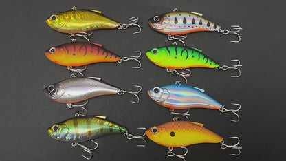 4pc 2.95in 0.51oz / 75mm 14.5g VIB Rattle Lure, Sinking Vibrating Hard Bait for Freshwater Topmouth Culter & Bass Fishing
