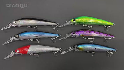 4pc 5.51in 1.41oz / 140mm 40g Deep Sea Trolling 3D Minnow Floating Hard Lure, Boat Fishing Bait for Saltwater Gamefish