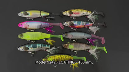 3pc 160mm/35g Floating Single-Joint Minnow Hard Bait with Soft Tail
